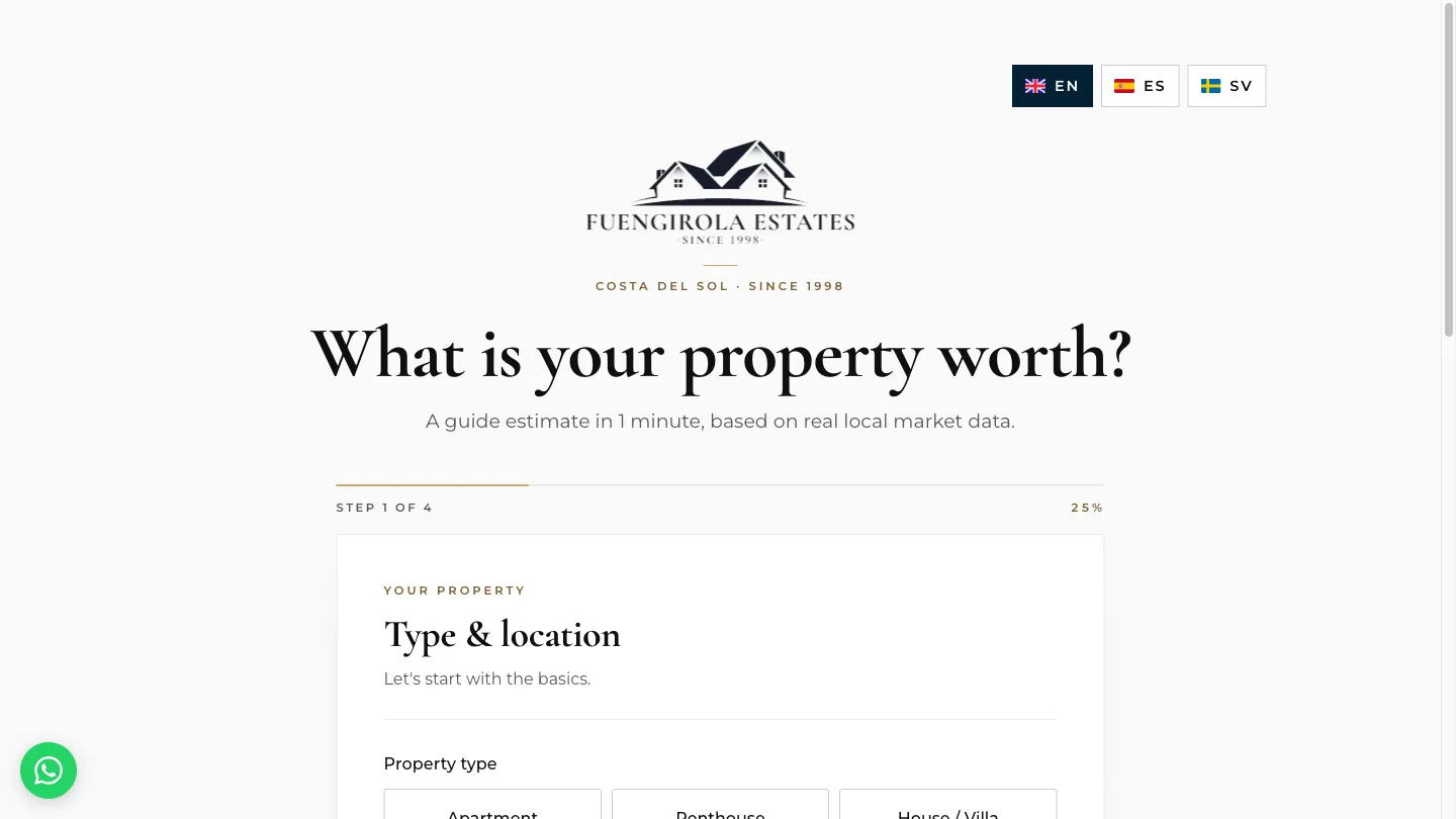 Página de valoración gratuita: What is your property worth?